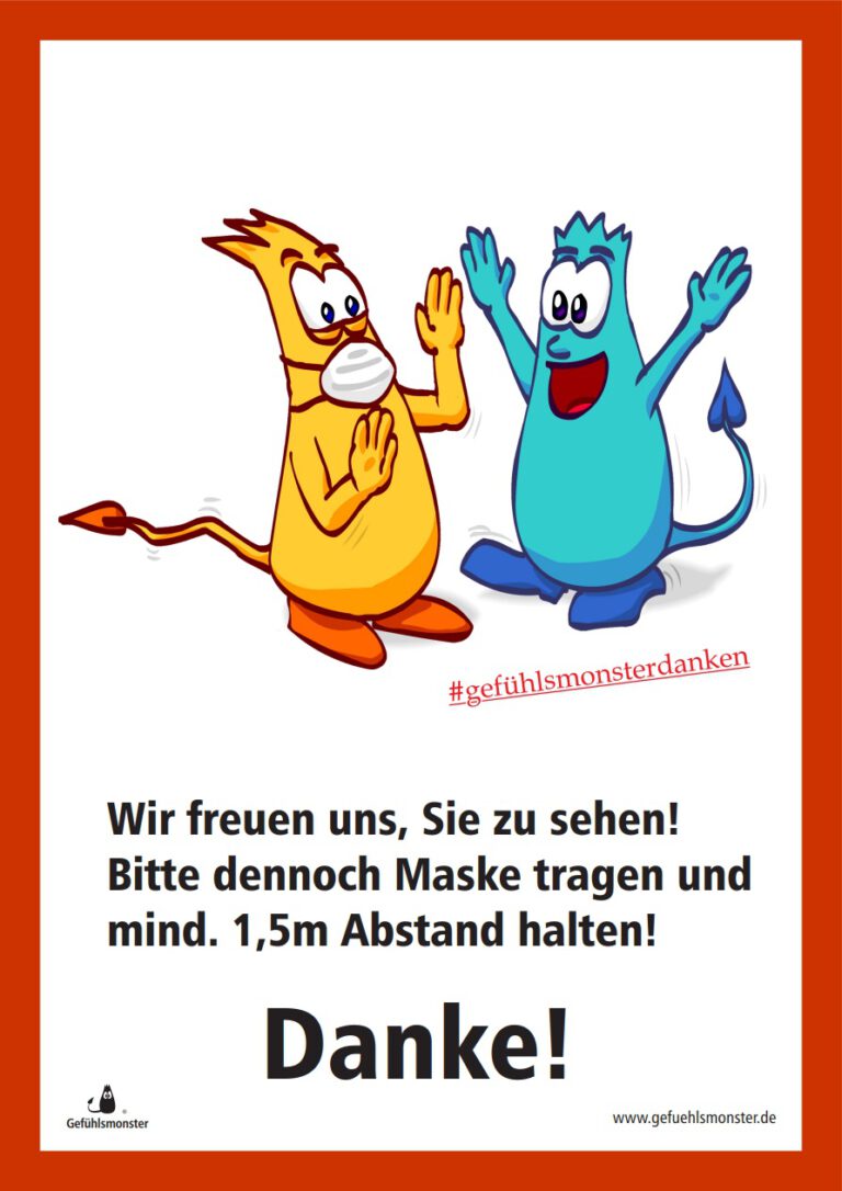 Gefühlsmonster Schilder für Maskenpflicht (COVID-19 / Coronavirus