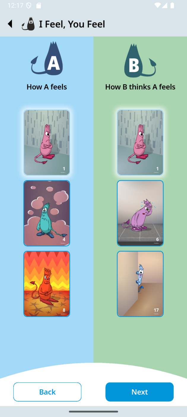 Screenshot of the I feel, You feel tool in the Gefühlsmonster Toolbox app