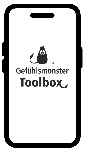 Smartphone mit Gefühlsmonster Toolbox Logo